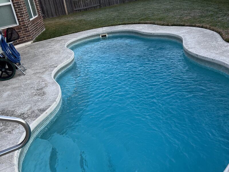 Freeform pool with clear water in Fulshear TX